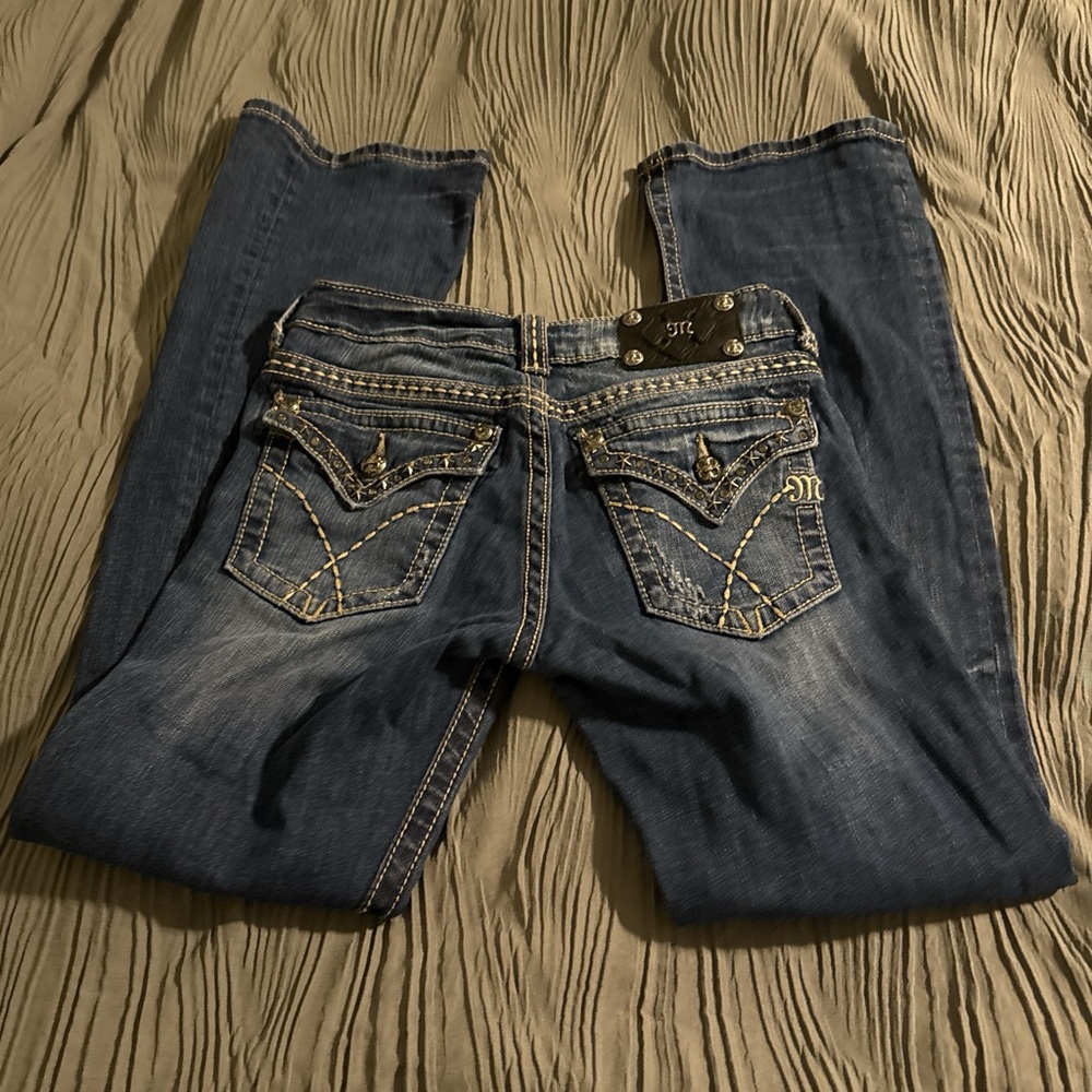 Miss Me Indigo Boot Cut Jeans with Embellished Pockets